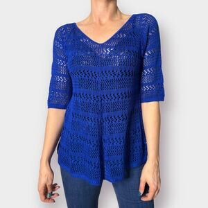 Y2K Studio 8 Blue Crochet Top Size L